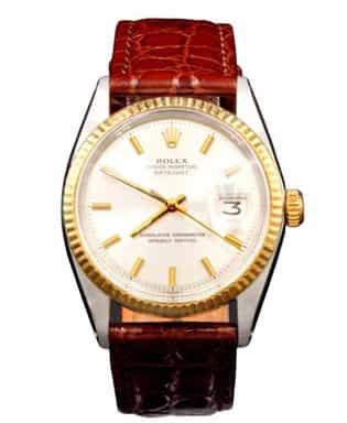 Mens Rolex Two-Tone Datejust 1601 Watch with Silver Dial (SKU 1601FPBRAMT)