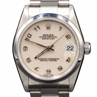 Mid-Size Rolex Datejust SS Watch with Ivory Anniversary AKA Jubilee Dial 78240 (SKU A978932FPAMT)