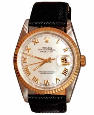 Mens Rolex Two-Tone 18K/SS Datejust Watch Mother of Pearl Roman Dial 16233 (SKU S977499MOPAMT)