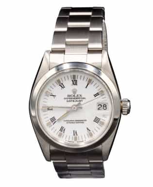 MidSize 31mm Rolex Stainless Steel Datejust Watch White Roman Dial 6824 (SKU 7389682RAMT)