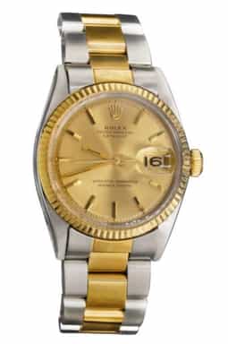 Mens Rolex Two-Tone Yellow Gold/ Stainless Steel Datejust Watch Gold Dial 1601 (SKU 1601FPAOAMT)
