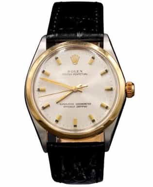 Mens Rolex Stainless Steel 1002 Oyster Perpetual Watch Silver Dial with Rolex Papers (SKU 2140337AMT)