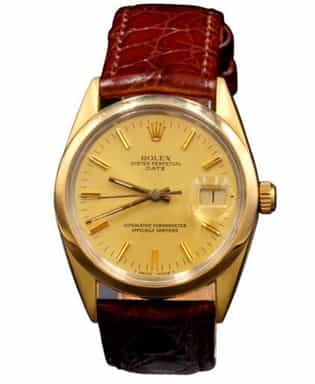 Mens Rolex Gold Shell Date Watch with Gold Champagne Dial 15505 (SKU 8369853BRAMT)