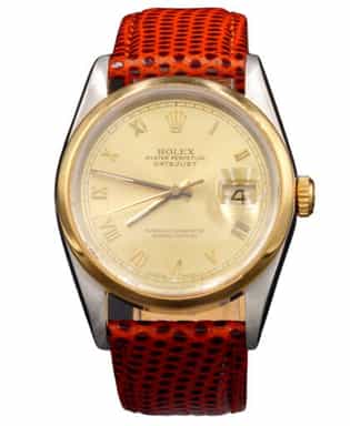 Mens Rolex Two-Tone 18K/SS Datejust Watch Gold Champagne Roman Dial 16203 (SKU E512573BRAMT)