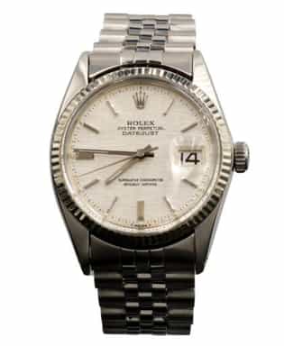 Mens Rolex Stainless Steel Datejust Watch Silver Linen Dial 16014 (SKU 6327786AMT)