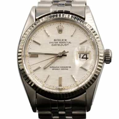 Mens Rolex Stainless Steel Datejust Watch Silver Linen Dial 16014 (SKU 6327786AMT)