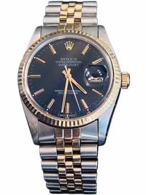 Mens Rolex Two-Tone Datejust 16013 Watch with Black Dial (SKU B851MT)