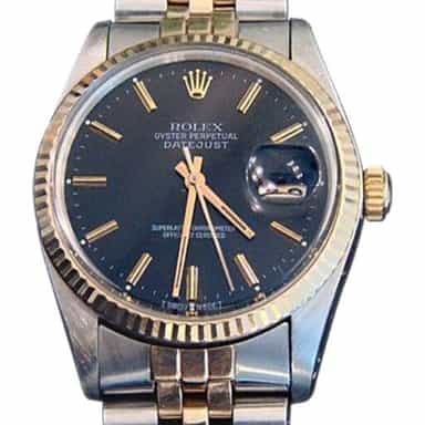 Mens Rolex Two-Tone Datejust 16013 Watch with Black Dial (SKU B851MT)