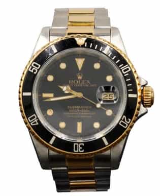 Mens 1990s Rolex 2Tone Submariner Watch Black Dial 16613 (SKU L422441AMT)