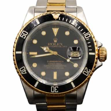 Mens 1990s Rolex 2Tone Submariner Watch Black Dial 16613 (SKU L422441AMT)