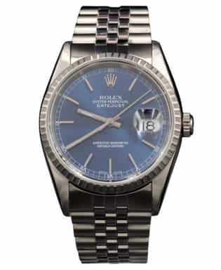 Mens Rolex Stainless Steel Datejust Watch Blue Dial 16220 (SKU P671467AMT)