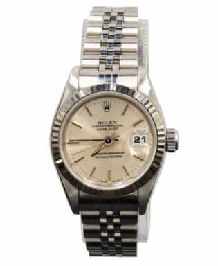 Rolex Ladies Stainless Steel Datejust Watch Silver Dial 69174 (SKU S393859AMT)