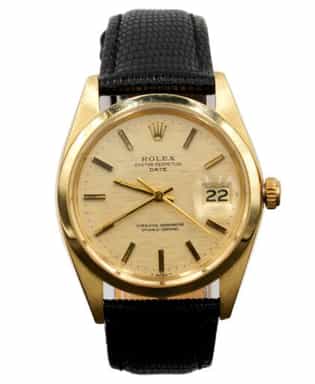 Mens Rolex 14K Yellow Gold Date Watch Gold Linen Dial 1501 (SKU 5003993BLAMT)