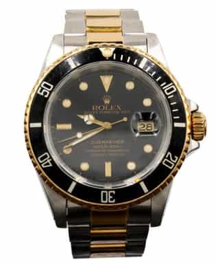 Mens 1990s Rolex 2Tone Submariner Watch Black Dial 16613 (SKU L422441FPAMT)