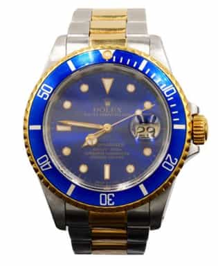Mens Rolex Two-Tone 18K/SS Submariner Watch Blue Dial 16613 (SKU N295778BLAMT)