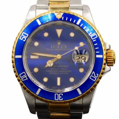 Mens Rolex Two-Tone 18K/SS Submariner Watch Blue Dial 16613 (SKU N295778BLAMT)