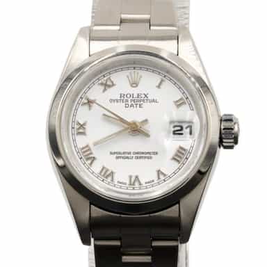 Ladies Rolex Stainless Steel Date Watch White Roman Dial 79160 (SKU P291139FPAMT)