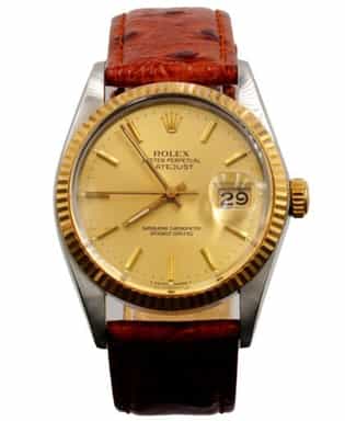 Mens Rolex Two-Tone Datejust Watch Gold Champagne Dial 16013 (SKU R511519AMT)