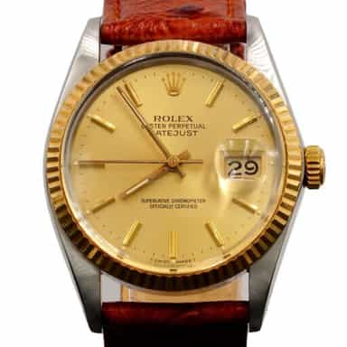 Mens Rolex Two-Tone Datejust Watch Gold Champagne Dial 16013 (SKU R511519AMT)