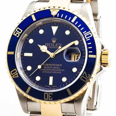 Mens Rolex Two-Tone 18K/SS Submariner Blue  16613T (SKU 16613TBLNHMT)
