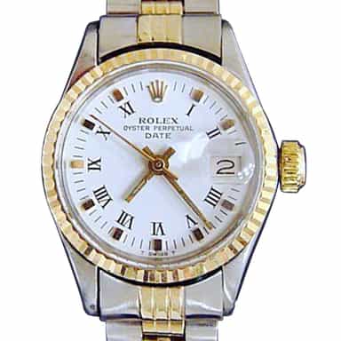 Ladies Rolex Two-Tone 14K/SS Date White Roman 6517 (SKU 1894255MT)