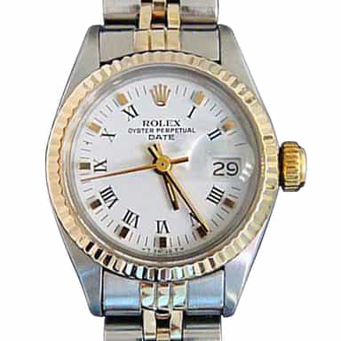 Ladies Rolex 2Tone Date Watch 6917 White Roman Dial and Jubilee Band (SKU 5815288MT)