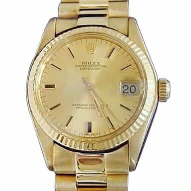 Mid Size Rolex 18K Yellow Gold Datejust Champagne 6827 (SKU 5957551MT)