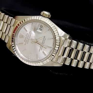 Ladies Rolex 18K White Gold Datejust President Silver  6917 (SKU 6163038MT)