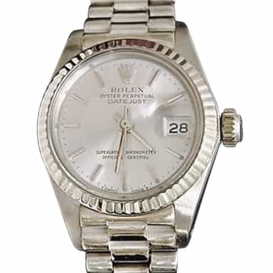 Ladies Rolex 18K White Gold Datejust President Silver  6917 (SKU 6163038MT)