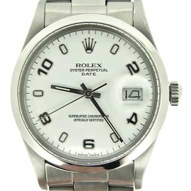 Mens Rolex Stainless Steel Date White Arabic 15000 (SKU 7270537MT)