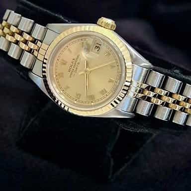 Ladies Rolex Two-Tone 18K/SS Date Champagne Roman 69173 (SKU 8407374MT)