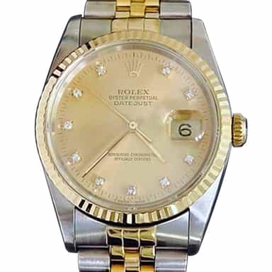 Mens Rolex Two-Tone 18K/SS Datejust Champagne Diamond 16233 (SKU L779231BMT)