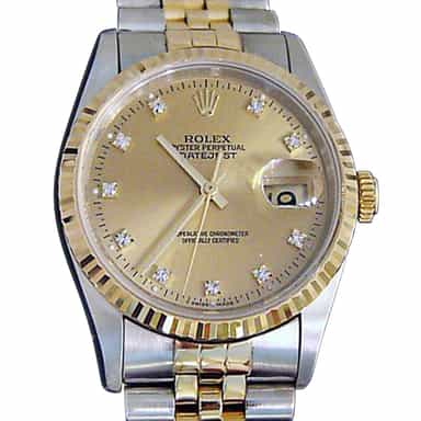 Mens Rolex Two-Tone 18K/SS Datejust Champagne Diamond 16233 (SKU W101575CMT)
