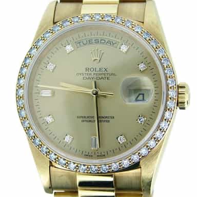 Mens Rolex 18K Gold Day-Date President Champagne Diamond 18238 (SKU DD3655MT)