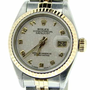 Ladies Rolex Two-Tone 18K/SS Datejust Ivory Arabic 69173 (SKU E543602MT)