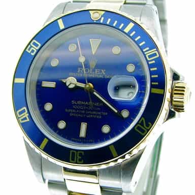Mens Rolex Two-Tone 18K/SS Submariner Blue  16613 (SKU U202539BCMT)
