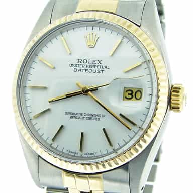 Mens Rolex Two-Tone 18K/SS Datejust White 16013 (SKU B6244756MT)
