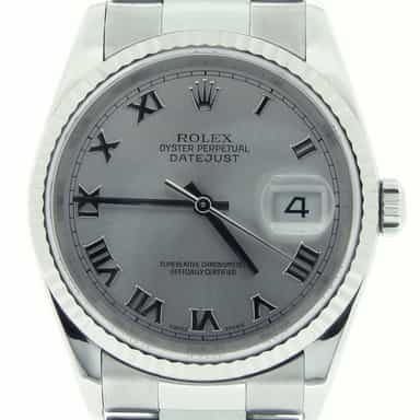 Mens Rolex Stainless Steel Datejust Silver Roman 16234 (SKU Y973545MT)