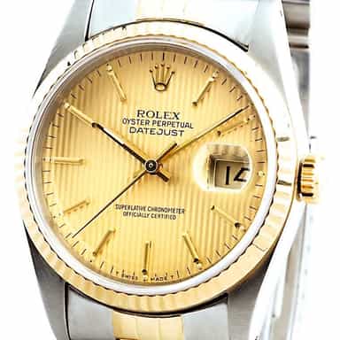 Mens Rolex Two-Tone 18K/SS Datejust Champagne  16233 (SKU 16233B11BCDMT)