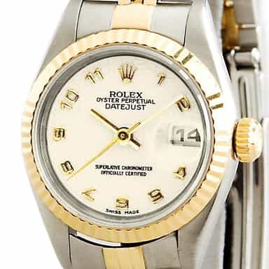 Ladies Rolex Two-Tone 18K/SS Datejust Ivory Arabic 69173 (SKU 2TL69173MT)
