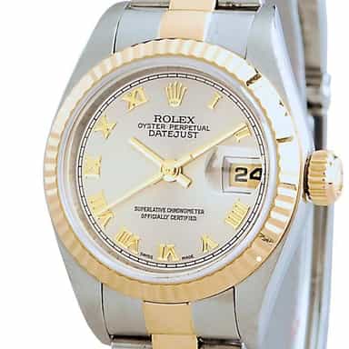 Ladies Rolex Two-Tone 18K/SS Datejust Silver Roman 79173 (SKU 79173SDMT)
