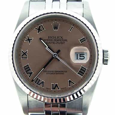 Mens Rolex Stainless Steel Datejust Salmon Roman 16234 (SKU L936468MT)