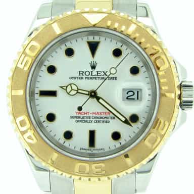 Pre Owned Mens Rolex 18K Two-Tone Yacht-Master White  16623 (SKU Z375255MT)