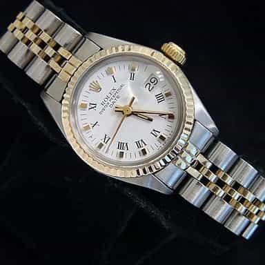 Ladies Rolex 2Tone Date Watch 6917 White Roman Dial and Jubilee Band (SKU 5815288MT)