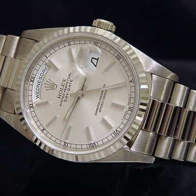 Mens Rolex 18K Gold Day-Date President Silver  18239 (SKU U700265MT)