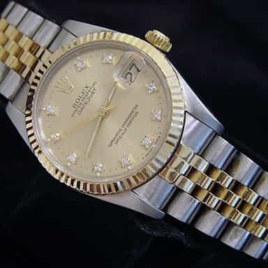 Mid Size Rolex Two-Tone 18K/SS Datejust Champagne Diamond 68273 (SKU L765621MT)