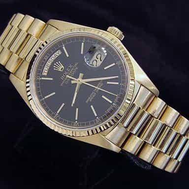 Mens Rolex 18K Gold Day-Date President Black 18038 (SKU B5833984MT)