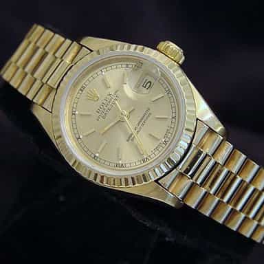 Ladies Rolex 18K Yellow Gold Datejust President Champagne  69178 (SKU L819333MT)