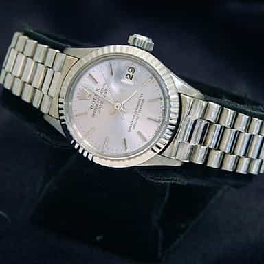 Ladies Rolex 18K White Gold Datejust President Silver  6917 (SKU 2993339AMT)
