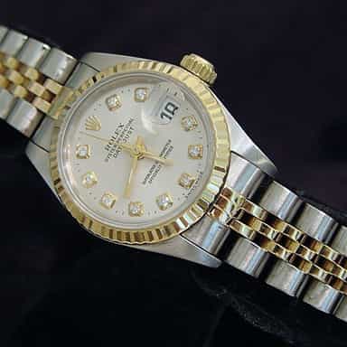 Ladies Rolex Two-Tone 18K/SS Datejust Silver Diamond 69173 (SKU W703157MT)